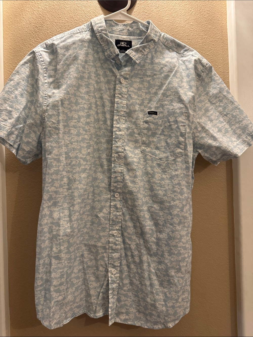 O'Neill Light Blue Printed Short-Sleeve Button-Up Shirt